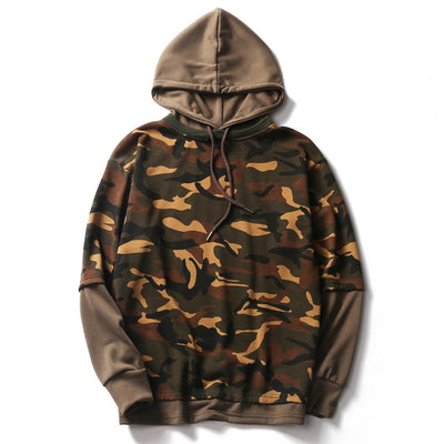 2018 Men Autumn Winter Hooded Hoodie Camouflage Patchwork Long Sleeve Pullover Military Design Hip Pop Outwear Hoody Fashion Top