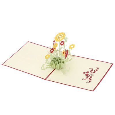 3D Handmade Pop Up Birthday Card kirigami Folding Christmas Greeting Postcard with Envelop for Valentine's Day Sunflower Design