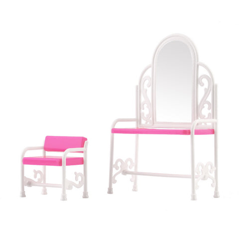New Dressing Table & Chair Accessories Set For Barbies Dolls Bedroom Furniture