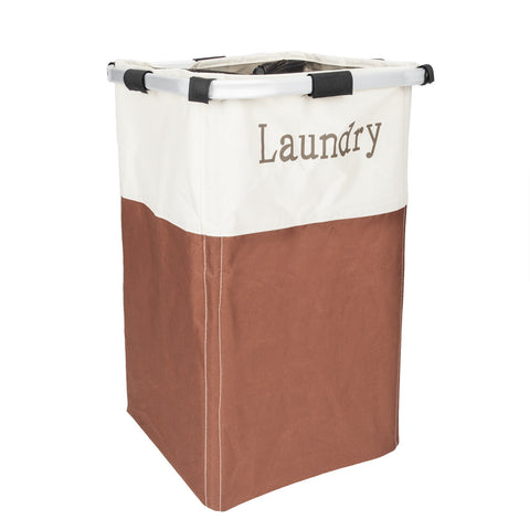 Portable Single Lattice Laundry Basket Brown & White