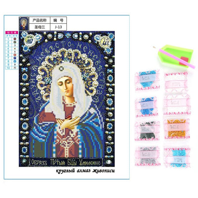 5D Full Drilled DIY Religious Figures Pattern Diamond Painting Cross Stitch Craft Home Wall Decoration Painting