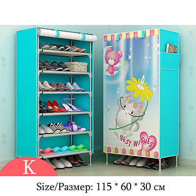 Actionclub Simple Fashion Cartoon Multi-store Shoes Cabinet Non-woven Cloth Dustproof Shoe Shelf 3D Pattern Shoe Organizer Rack