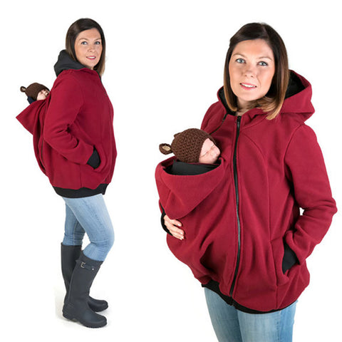 Winter Women Baby Carrier Jacket Kangaroo hoodie Maternity Outerwear for Pregnant Thickened Pregnancy Baby Wearing Coat