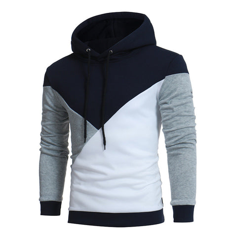 2018 Men Hooded Hoodies Plus Size Casual Color Stitching Hoody Outwear Pullover Autumn Winter Long Sleeve Sweatshirt Male Top