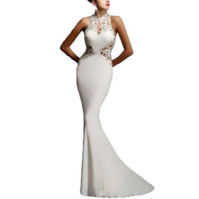 2018 Sexy Sleeveless Lady Dress Wedding Bridesmaid Long Formal Party Backless Lace Dress Mermaid Party Dress Vestidos Robe