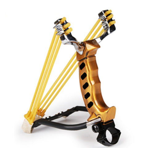 Powerful Wrist Slingshot Hunting Catapult Handle Alloy Hunter Folding Wrist Sling Shot Color:Golden