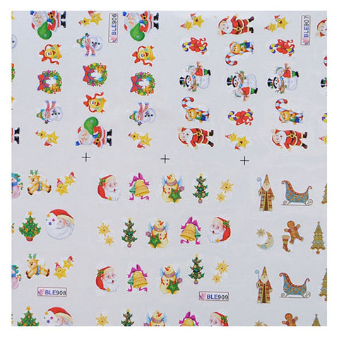 Fashion 1Sheets Mixed Christmas Sticker Nail Art Sticker Set Nail Decorations Manicure Water Tips Winter Designs Nail Foils